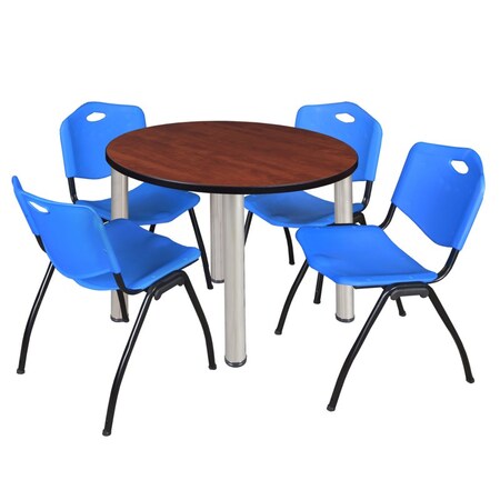 Kee Kee Round Table & Chair Set, Wood, Metal, Plastic Top, Cherry TB36RNDCHBPCM47BE